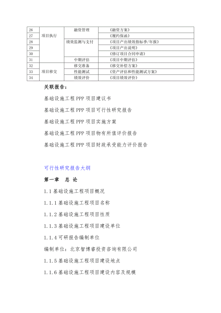 政府和社会资本合作(PPP)-基础设施工程项目可行性研究报告(编制大纲)_第4页