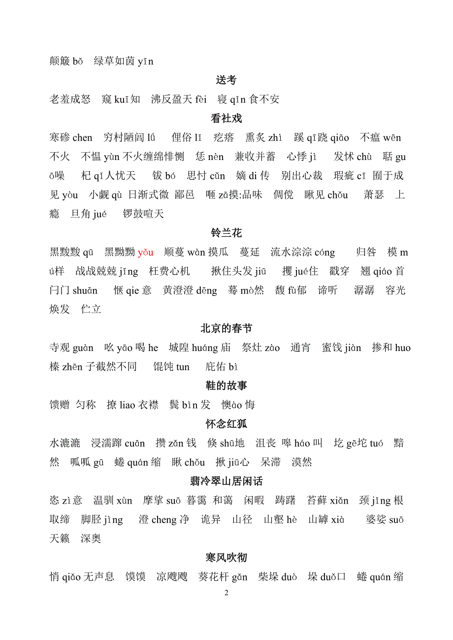 苏教版现代散文选读字音字形整理_第2页