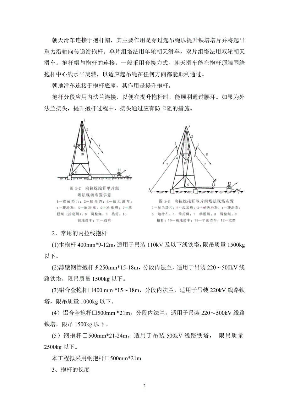 内拉线抱杆分解组塔施工方案_第2页