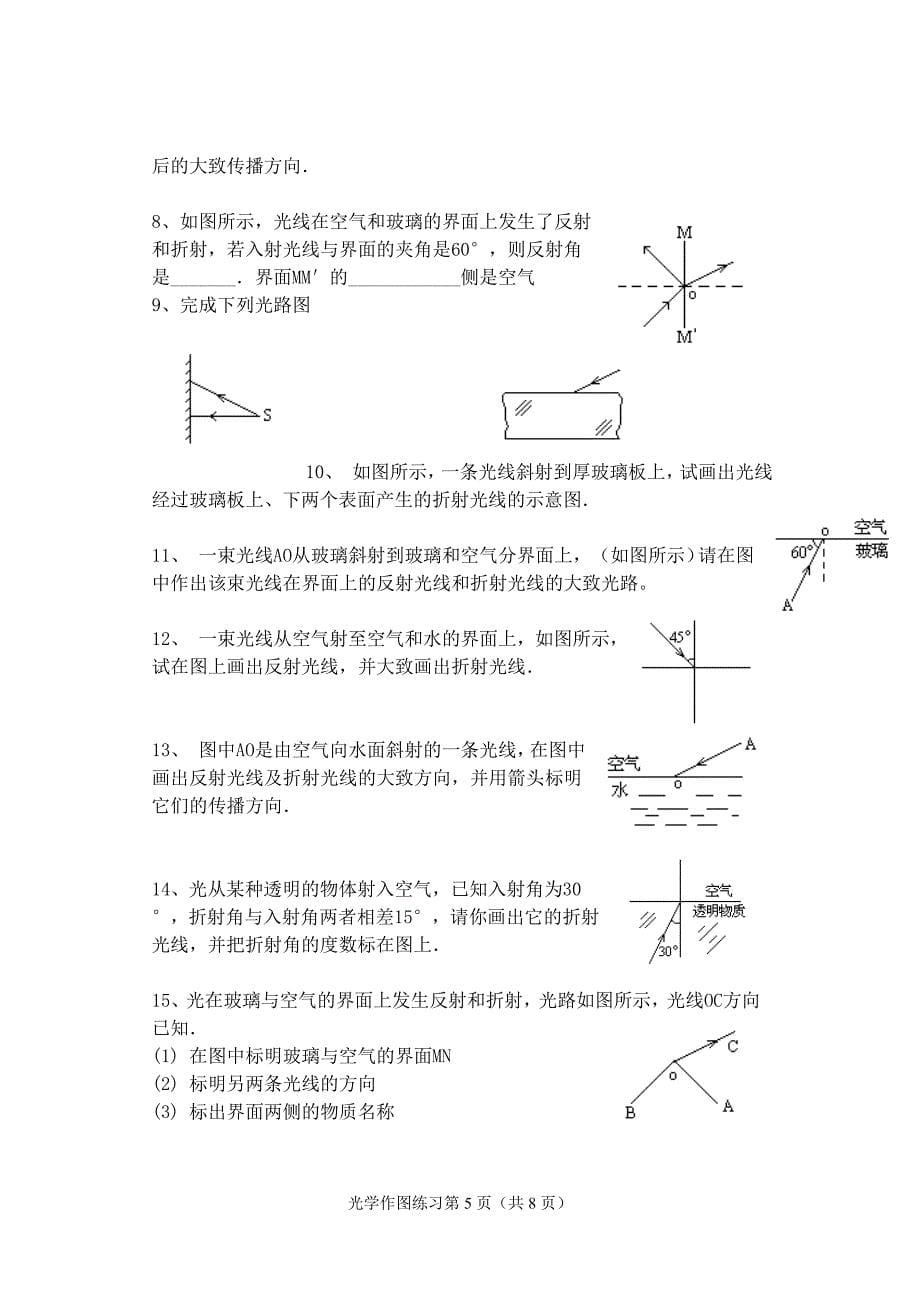 初中物理光学作图题练习[1]_第5页