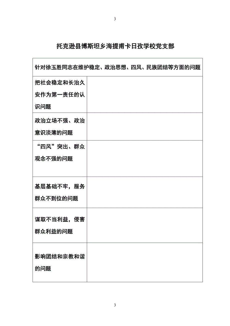 海提甫党支部及成员群众路线征求意见表_第3页