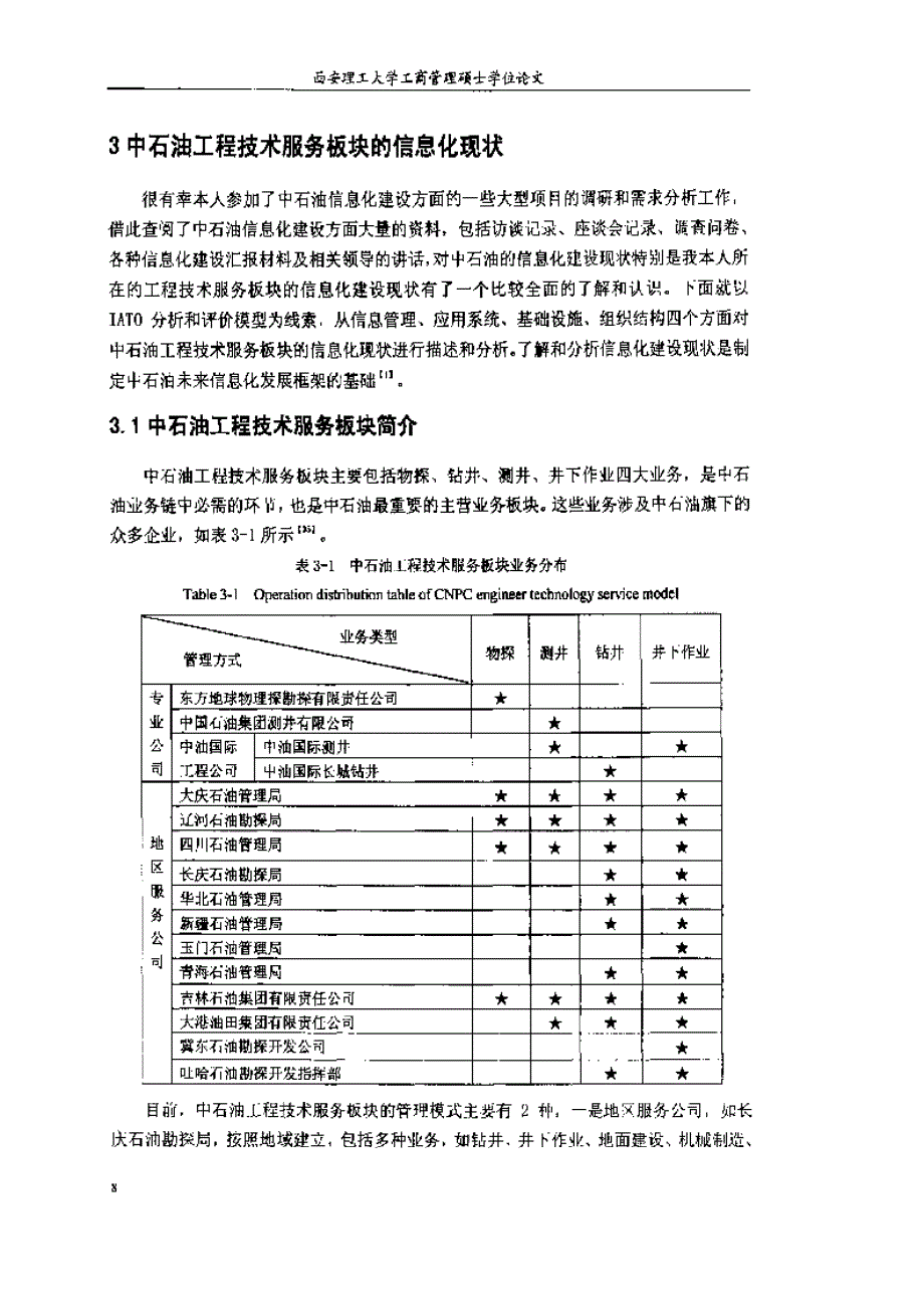 中石油工程技术服务板块信息化现状分析及发展框架研究参考_第1页