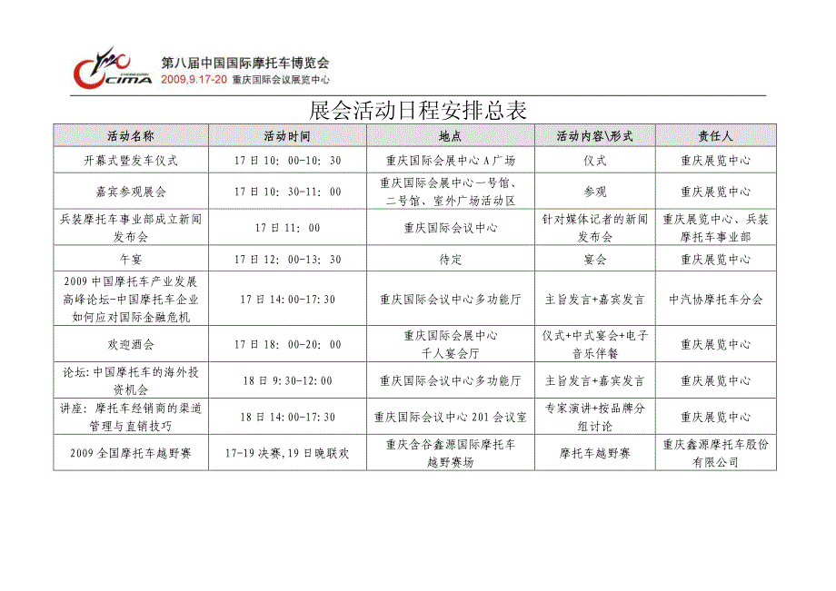 展会活动日程安排总表_第1页