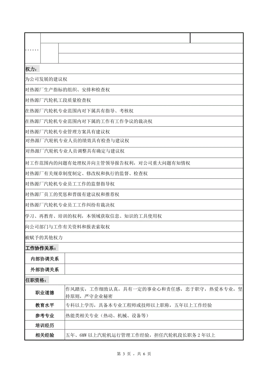 汽轮机专工岗位职责说明书_第3页