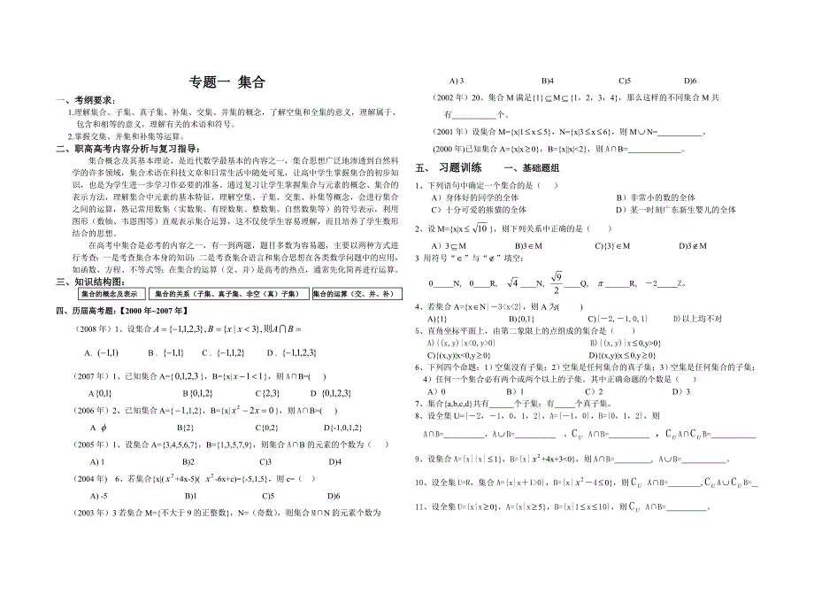 专题 一、   集合概念与运算_第1页