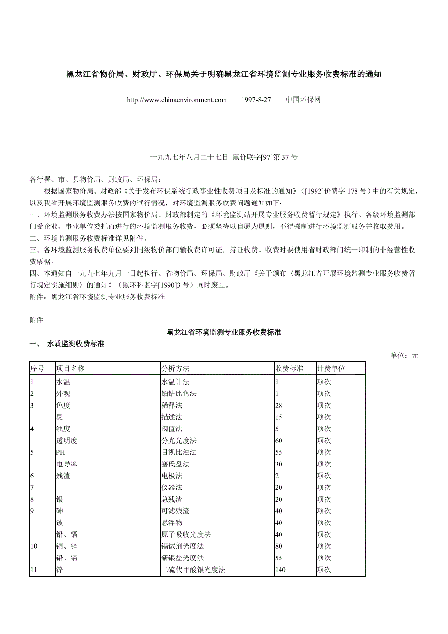 黑龙江监测文件收费_第1页