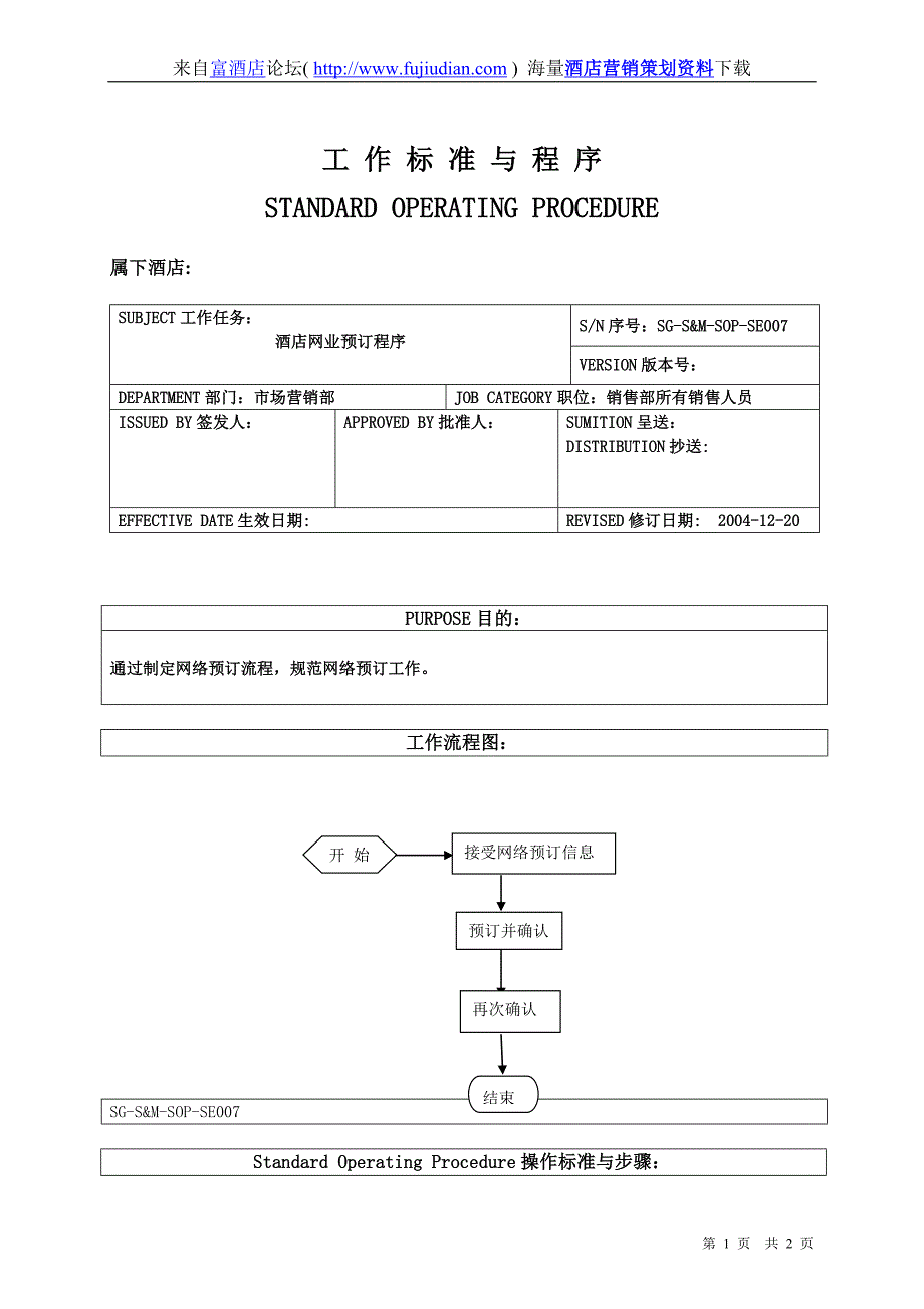 销售部酒店网业预订程序_第1页