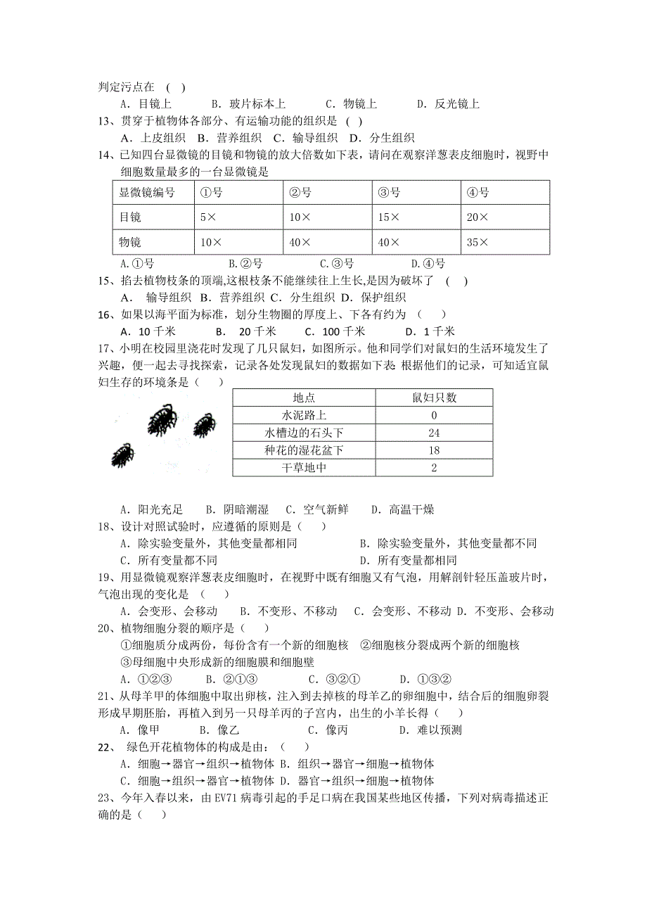 七年级上册期中考试试卷_第2页