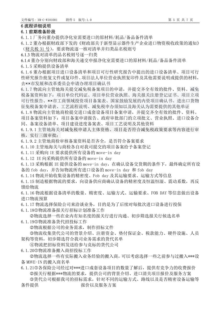 工厂新线筹备项目进口流程作业指导书_第5页