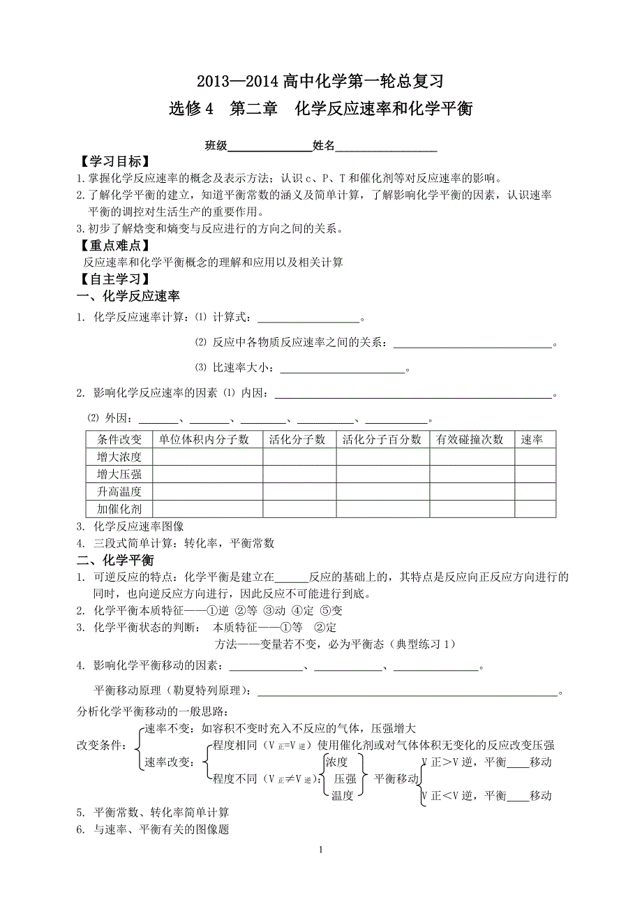 选修4 第二章 化学反应速率和化学平衡_第1页