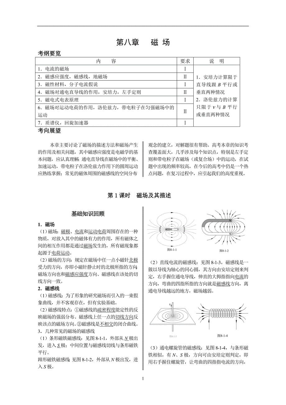 【强烈推荐】高考物理复习资料大全第八章_磁场_第1页