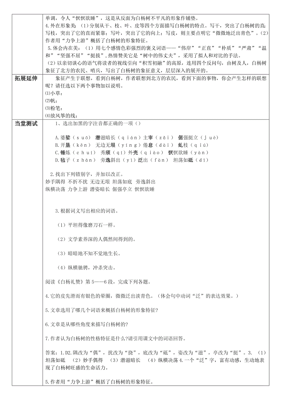 语文版九年级上《白杨礼赞》导学案_第2页