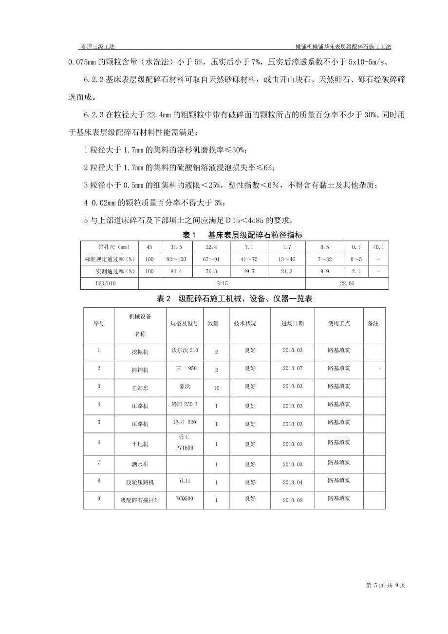 摊铺机摊铺基床表层级配碎石施工工法_第5页