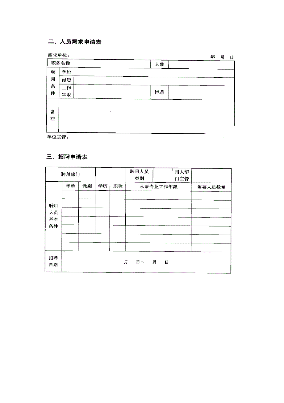 公司招聘与甄选管理表格_第2页