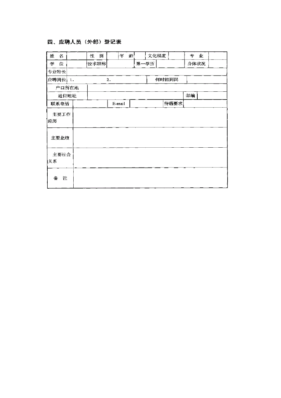 公司招聘与甄选管理表格_第4页