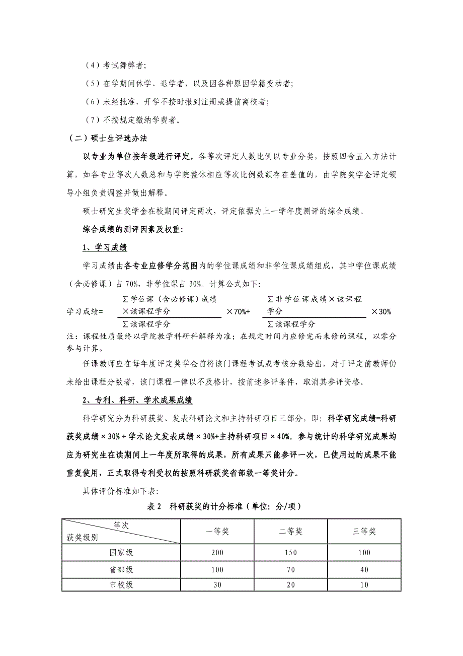 贵州大学林学院研究生奖学金评定细则(试行)--硕士及博士--含申请表_第2页