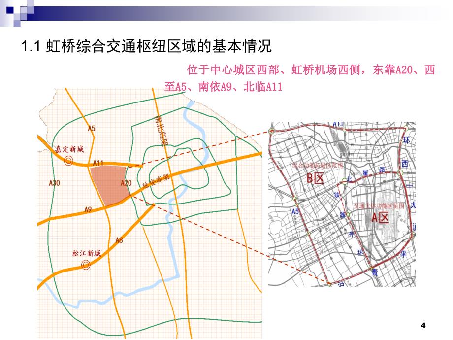 虹桥商务区功能研究 面向长三角的综合交通枢纽和区域商务中心 “一轴两核五区”的空间结构_第4页