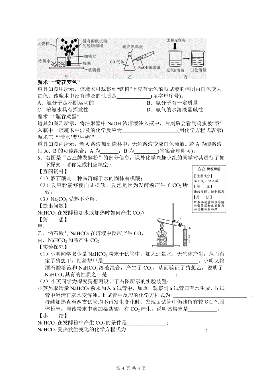 实验探究题——碳酸盐相关(定稿)_第4页