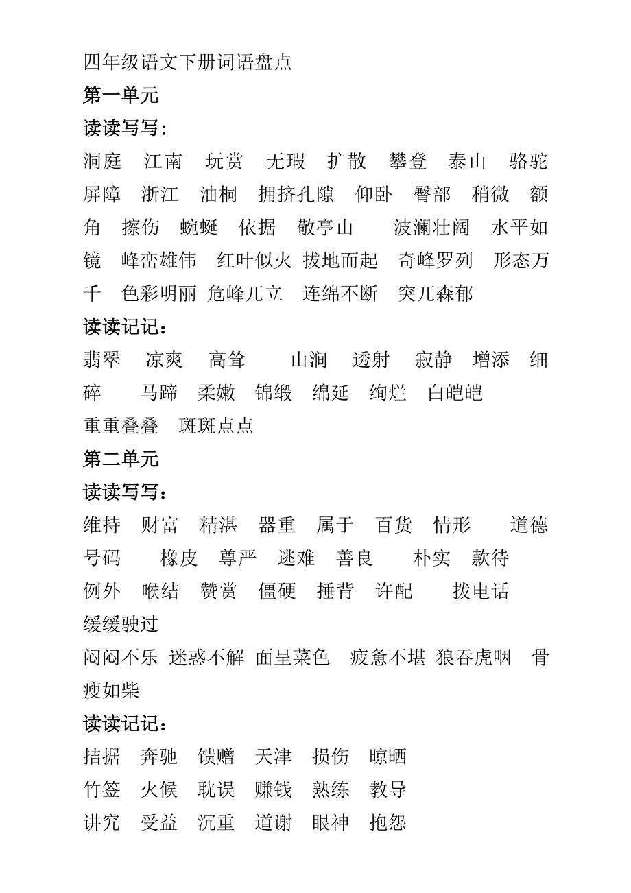 东风东小学四年级语文下册日积月累重点_第3页