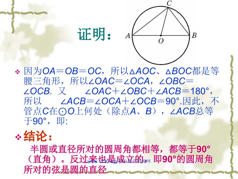 【初中数学课件】圆周角和圆心角的关系圆周角定理ppt课件_第3页