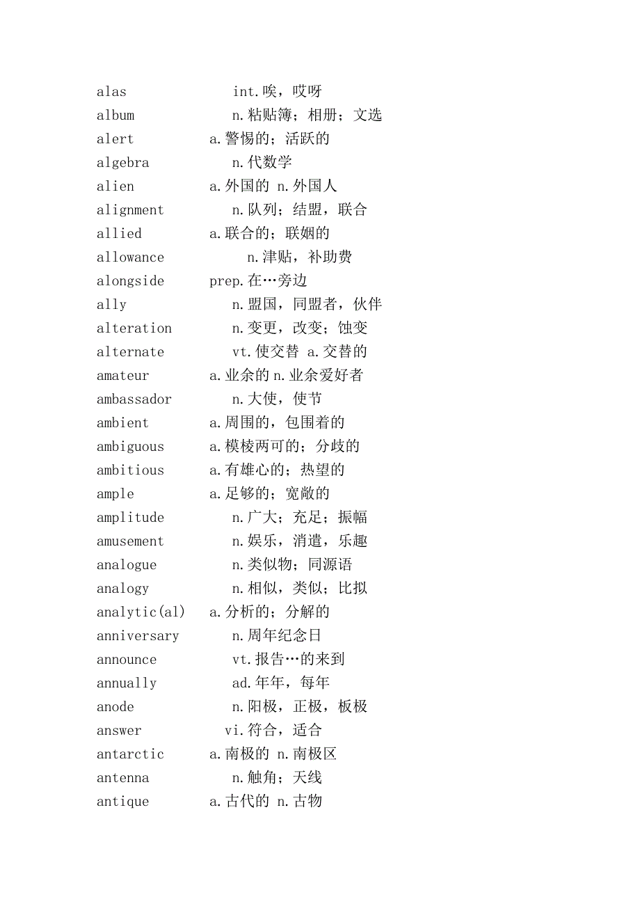 2011英语六级词汇表txt版_第2页