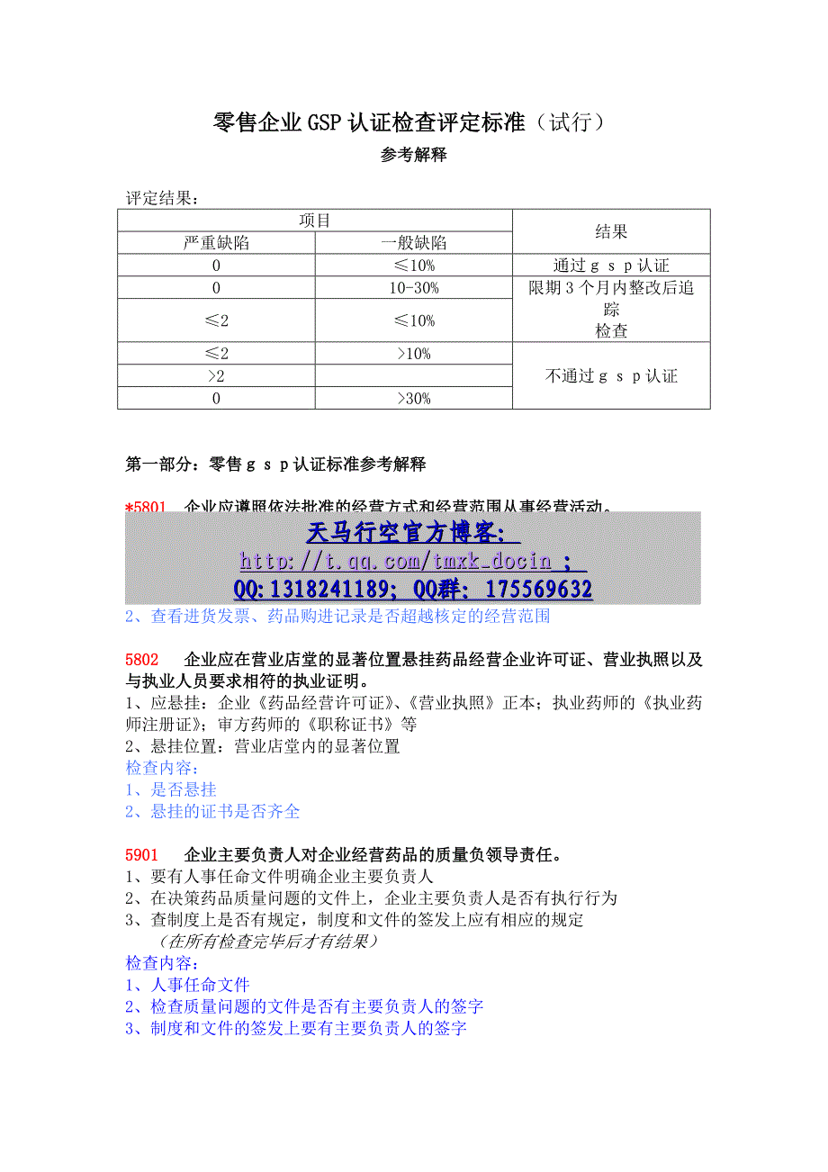 【超市管理】零售企业gsp认证检查评定标准_第1页