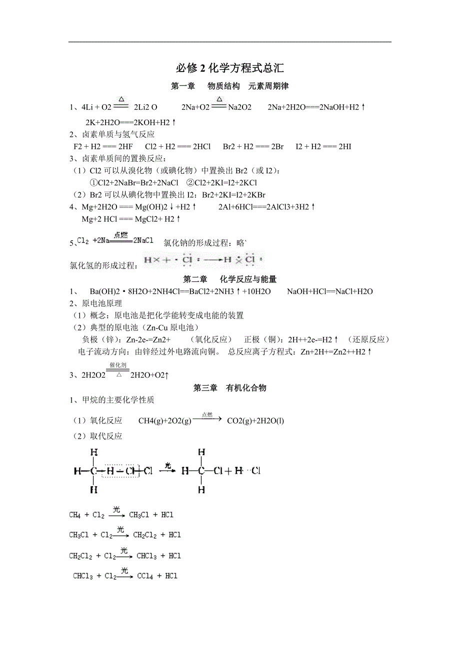 高一必修2化学方程式总汇5552202_第1页