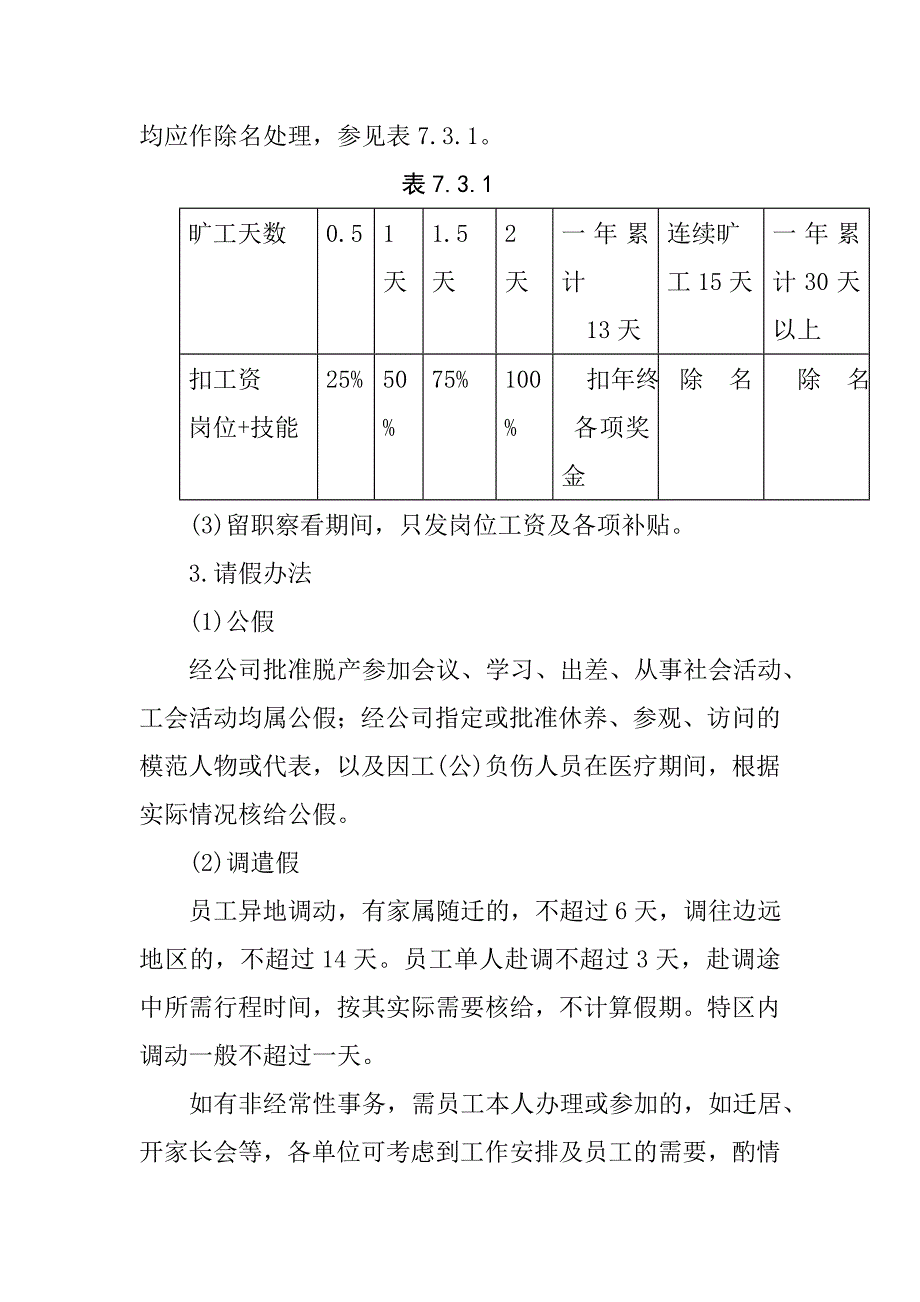 员工考勤和休假的管理条例（doc格式）_第2页