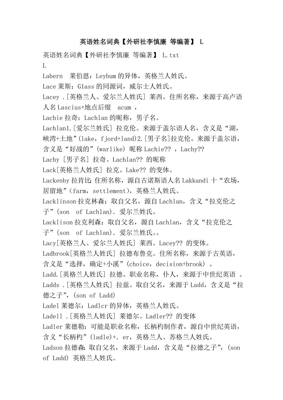 英语姓名词典【外研社李慎廉 等编著】 l_第1页