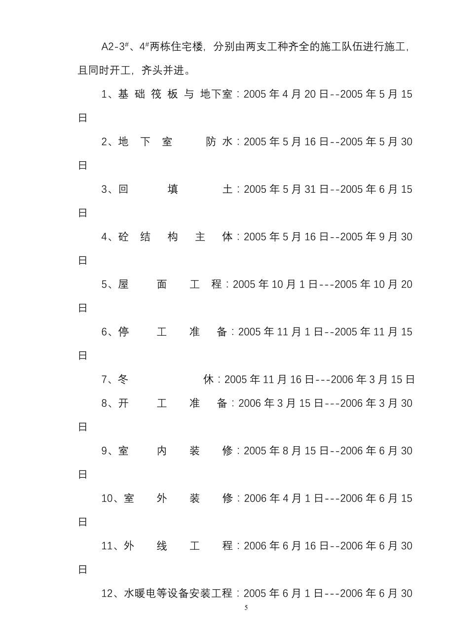 希望家园施工组织设计(剪力墙结构)_第5页