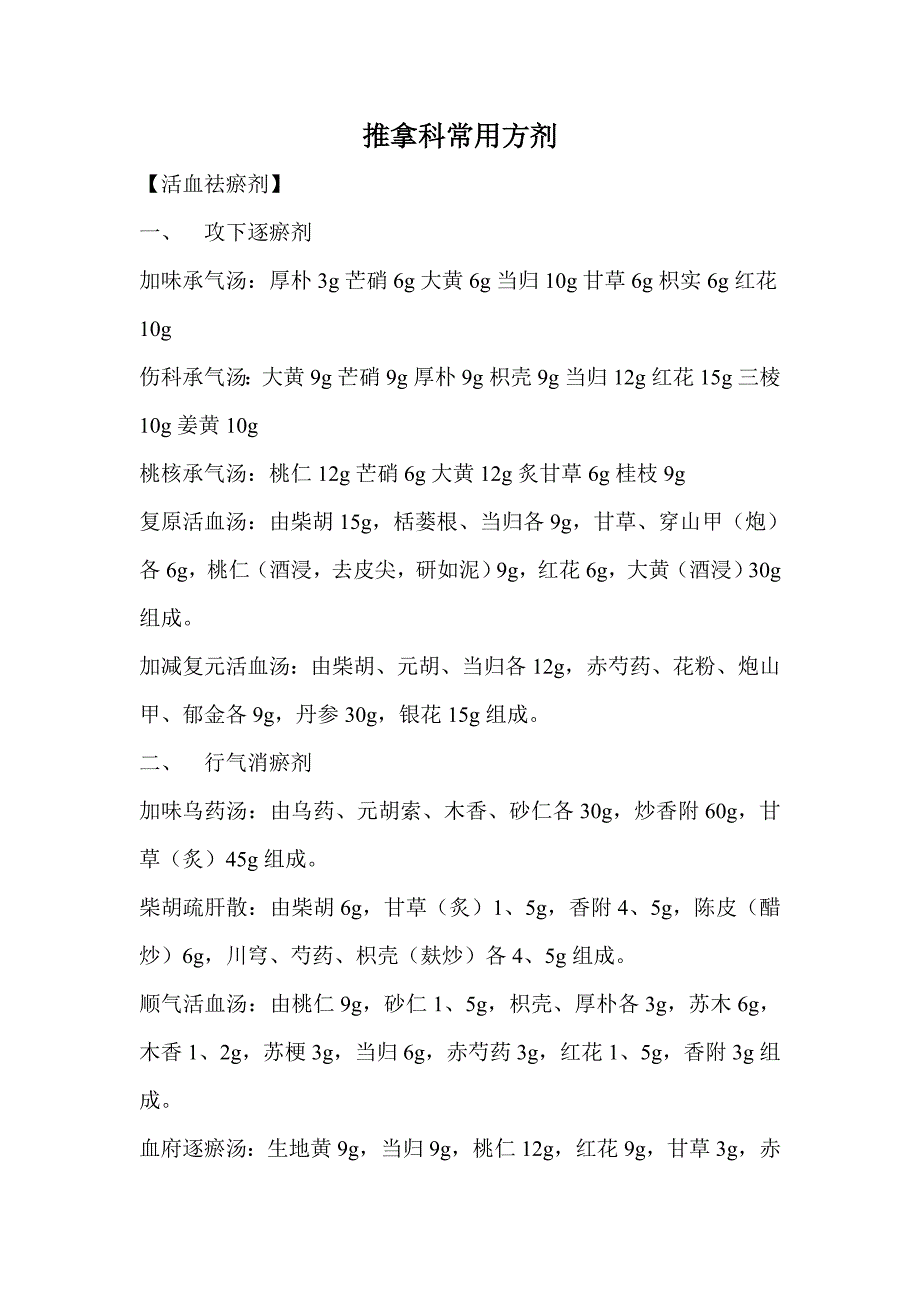 推拿科常用中药方剂_第1页