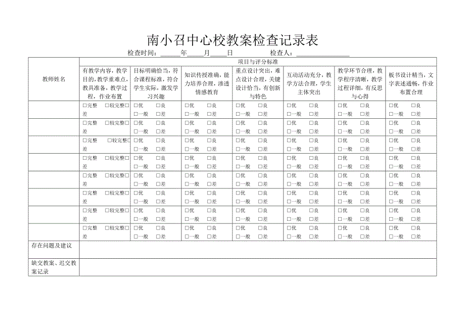 教学常规各种检查记录表_第1页