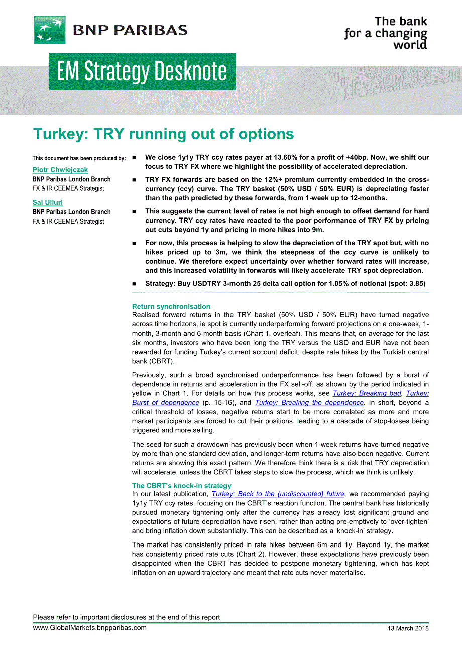 巴黎银行-土耳其-宏观经济-土耳其已别无选择_第1页