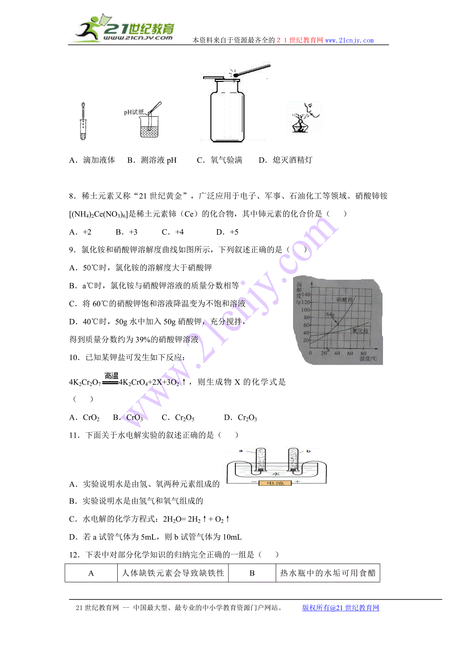 2012年广东省初中毕业生学业考试化学试卷_第2页