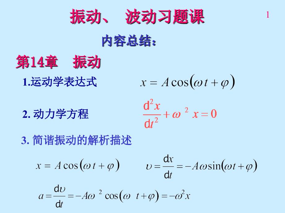 振动与波动部分小结与习题_第1页