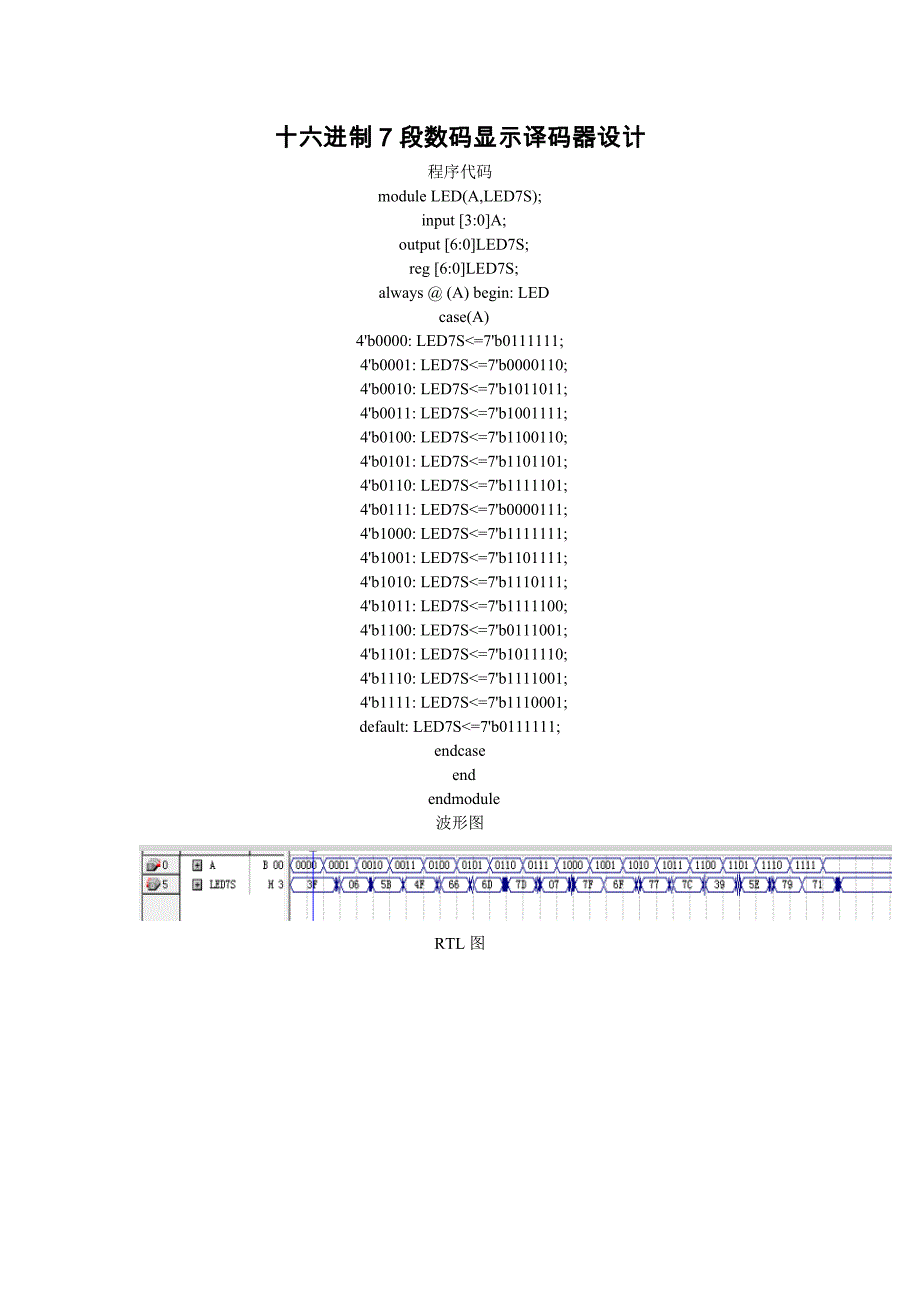 实验名称：十六进制7段数码显示译码器设计_第1页