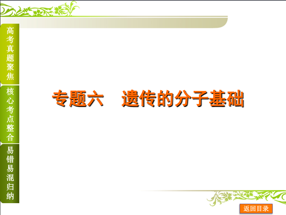 2014届高考生物二轮复习方案(浙江)：专题六 遗传的分子基础_第1页