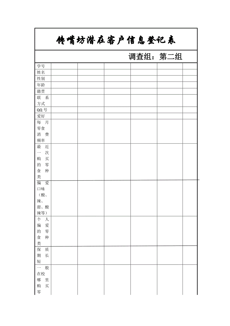 潜在客户信息登记表_第1页