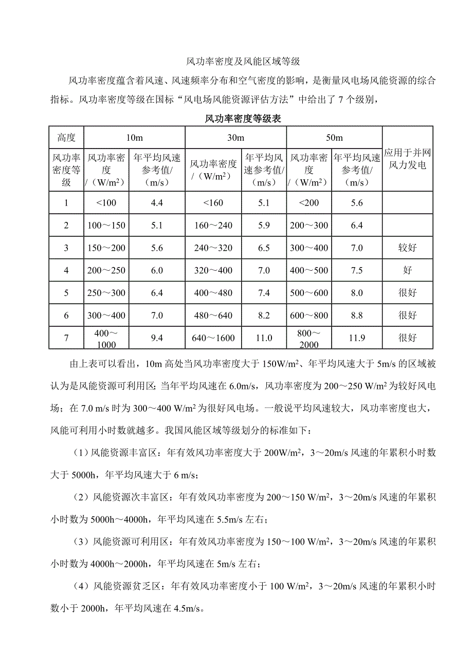风功率密度及风能区域等级_第1页