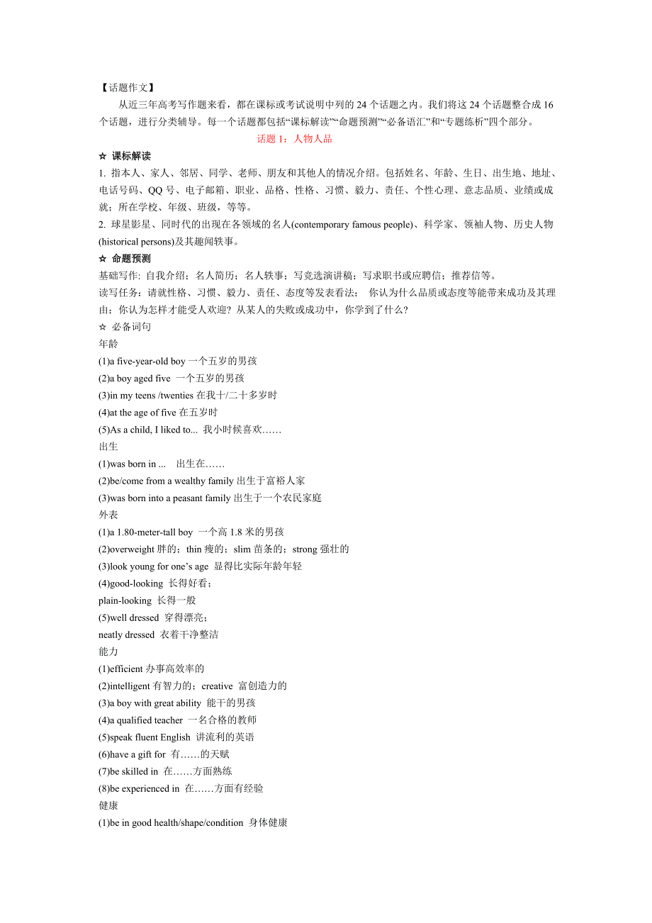 高考总复习之24个英语话题写作_第1页
