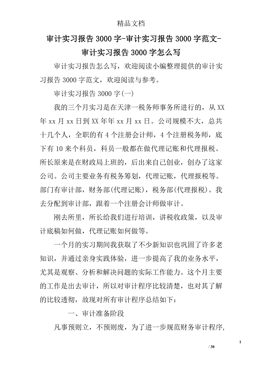 审计实习报告3000字审计实习报告3000字范文审计实习报告3000字怎么写_第1页