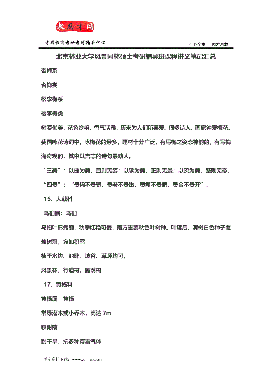 北京林业大学风景园林硕士考研辅导班课程讲义笔记汇总_第1页