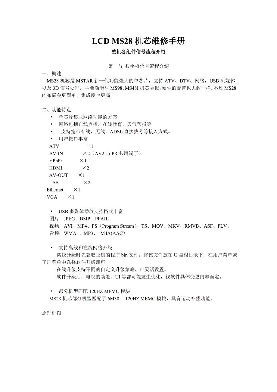 LCD MS28机芯维修手册及原理分析_第1页