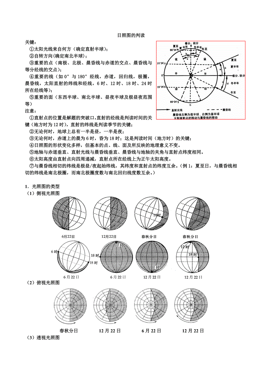 高三二轮复习资料-日照图判读_第1页