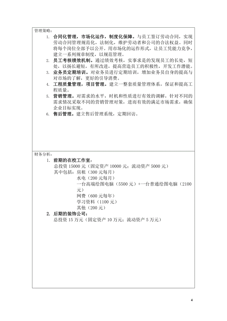 张泽文创业计划书--创建装饰公司的投资策划书1_第4页