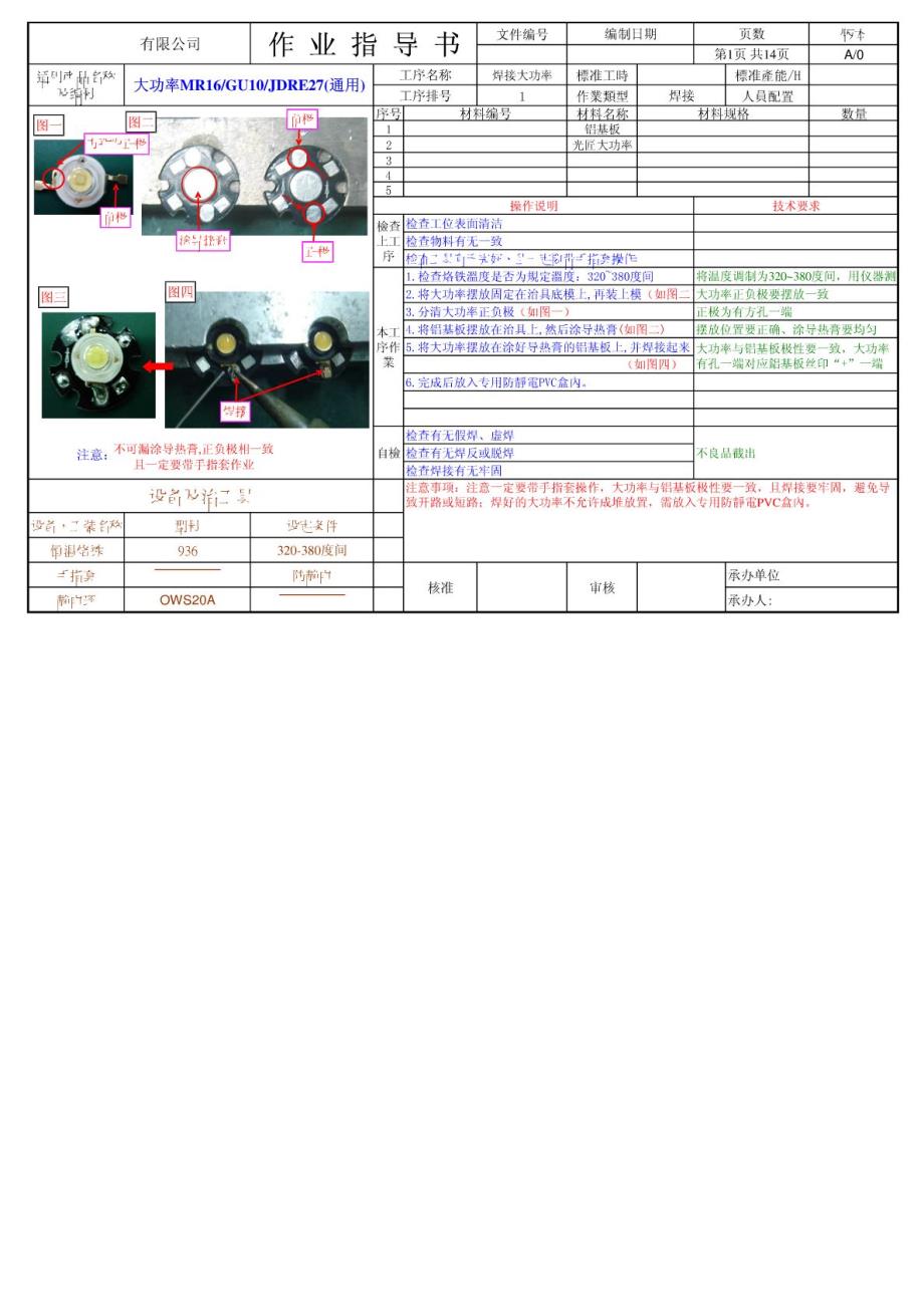 SOP作业指导书模板_第1页