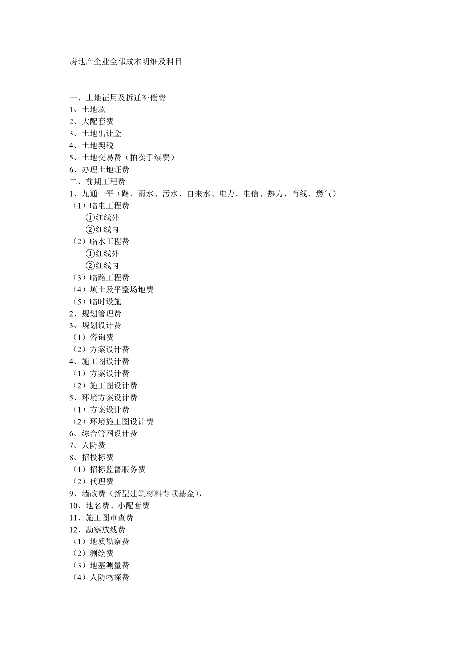 房地产开发成本明细_第1页