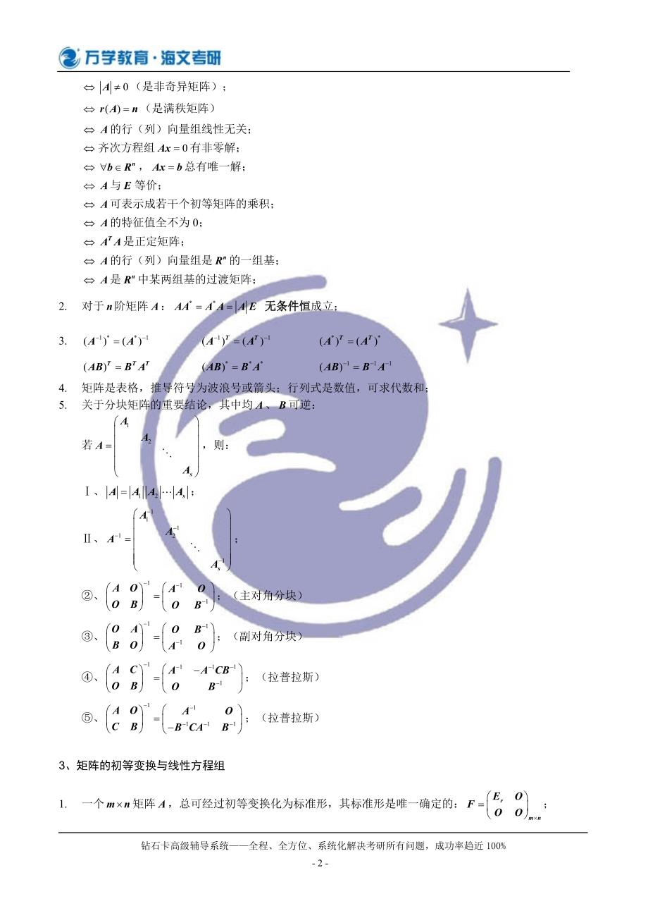 线性代数必须熟记的结论总结_第2页