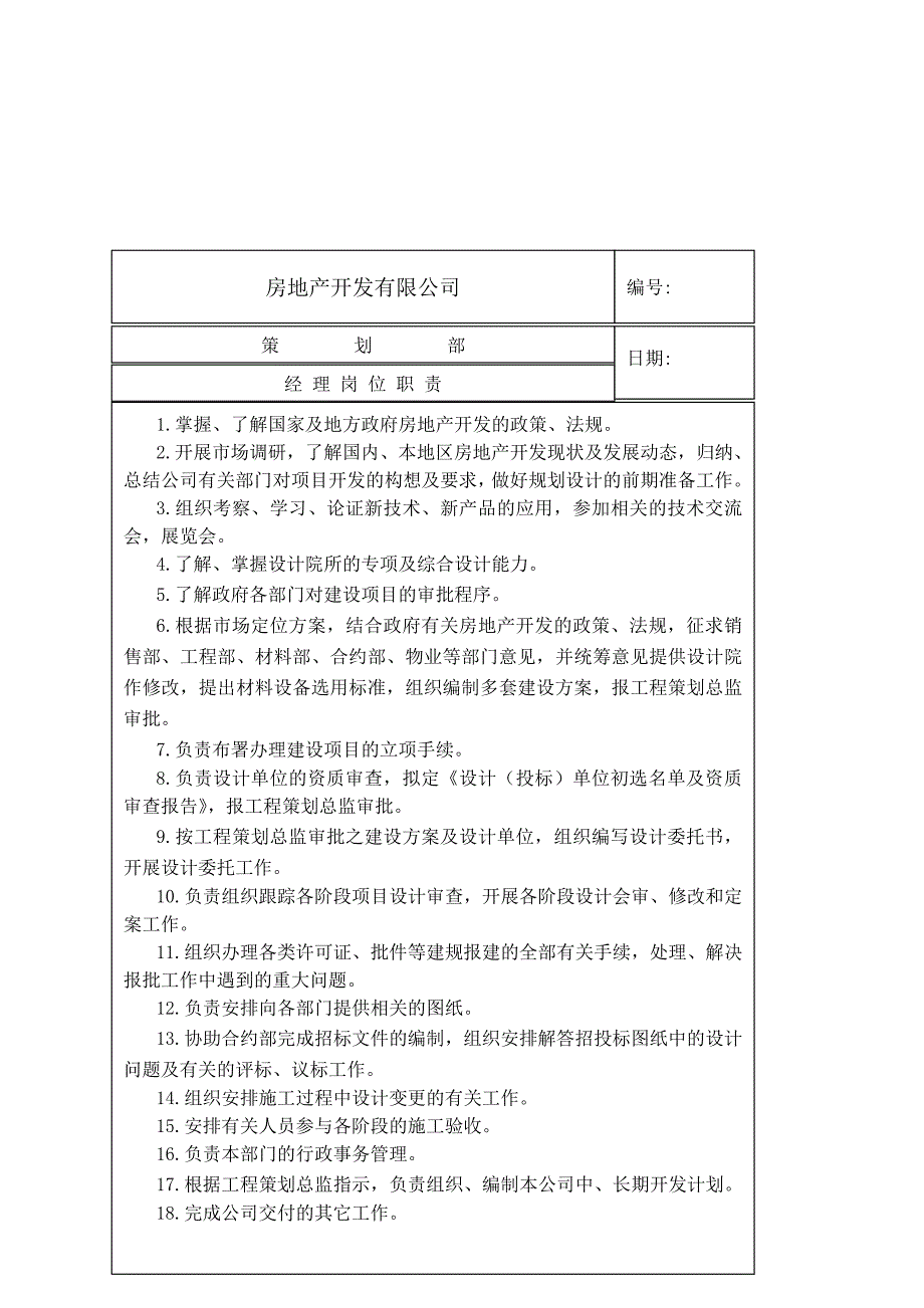 房地产开发公司策划岗位职责_第3页