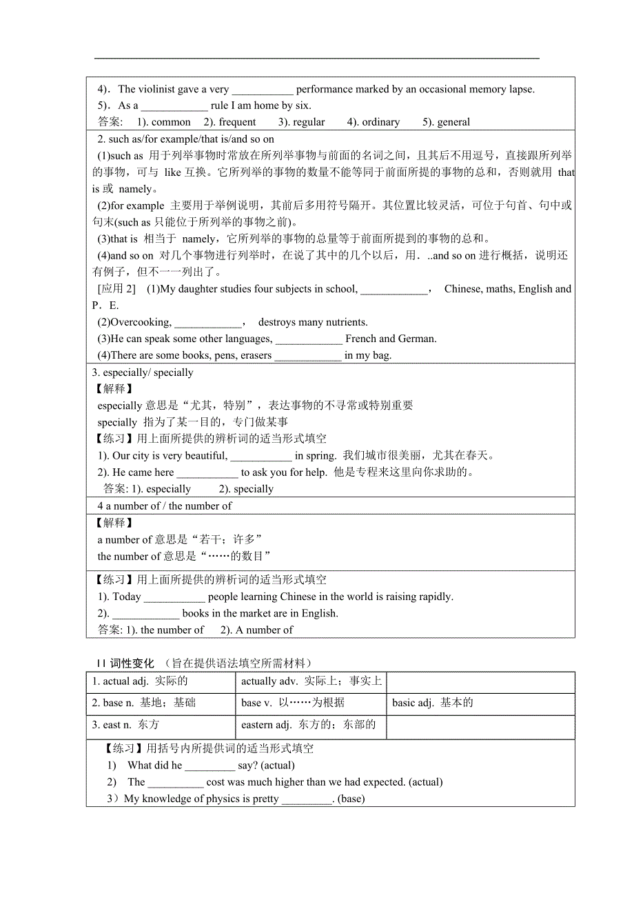 人教版高一英语必修一Unit2知识梳理、重点词汇解析及单元自测_第3页